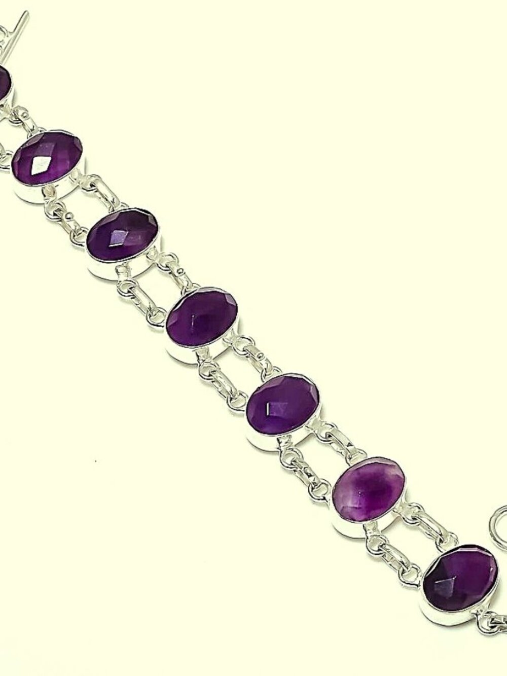 Purple Amethyst Gemstone Sterling Silver Bracelet
